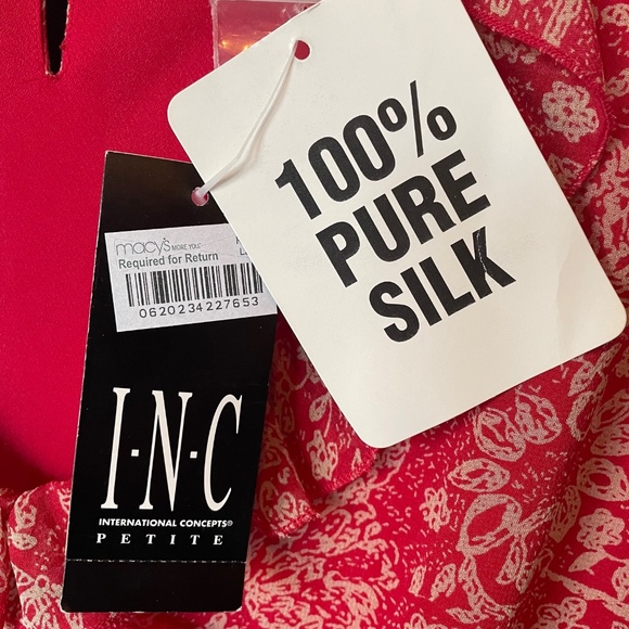 INC 100% Silk Floral Ruffled Sleeveless Lined Dress - Red Poppy - 4P  NWT - Picture 5 of 7